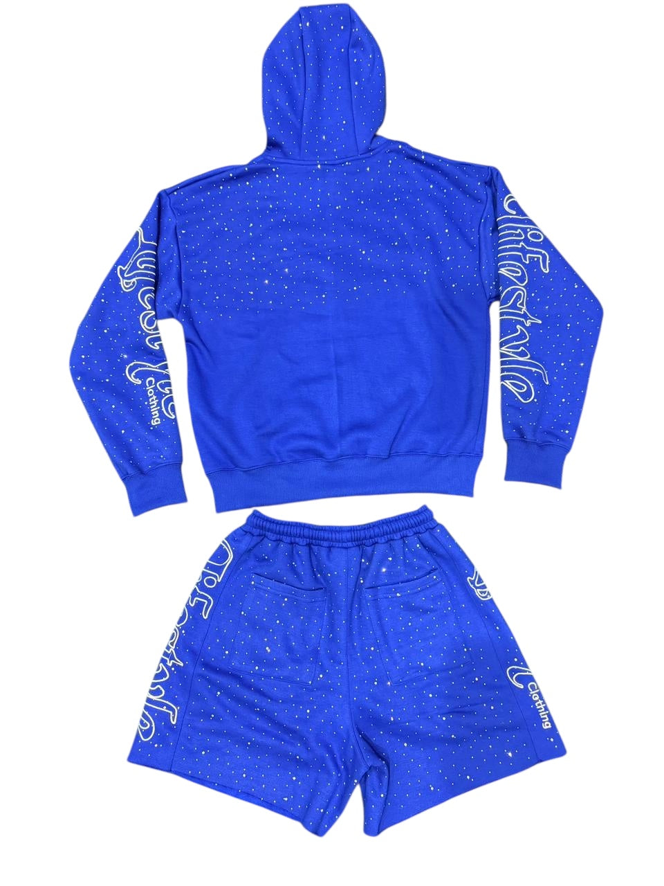 Blue Embellished Logo Sweatsuit