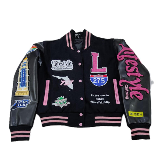 Pink Crop Women's Lifestyle Letterman