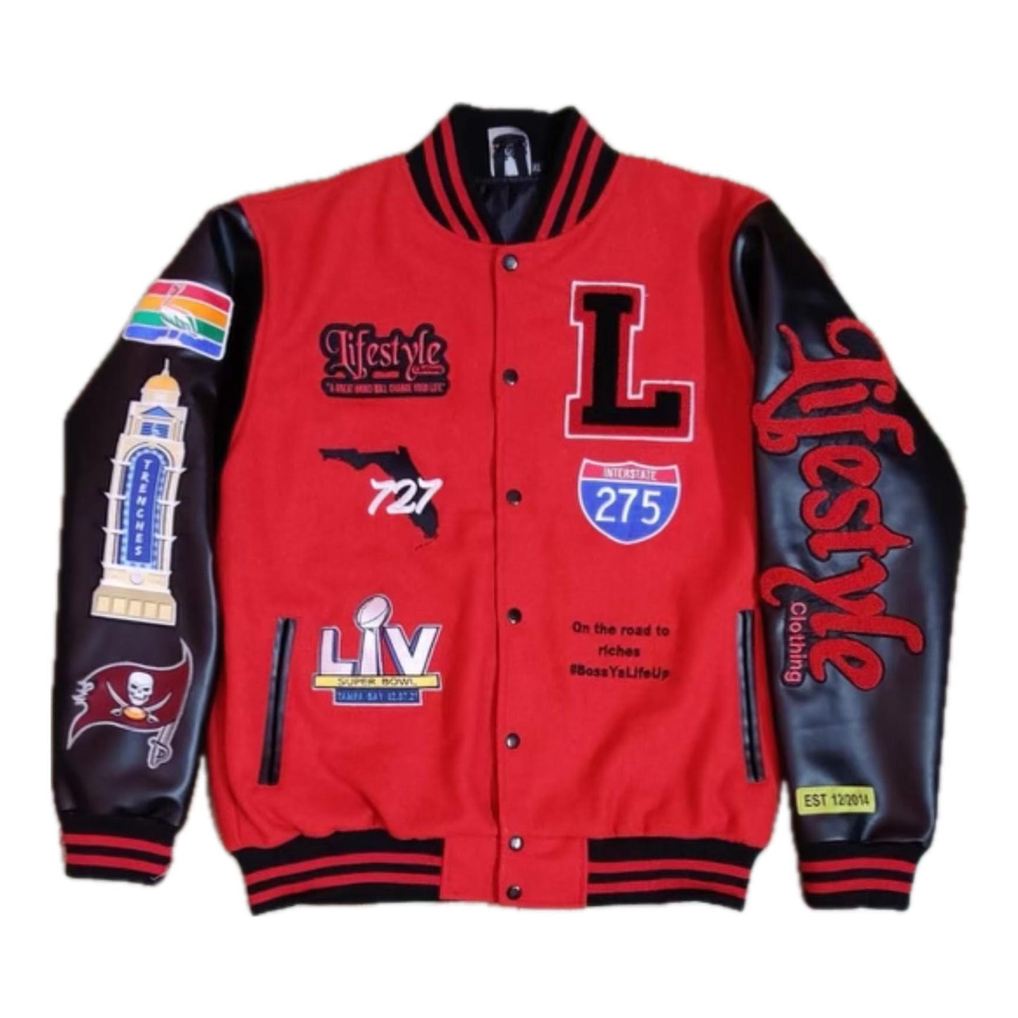 Red Men's Lifestyle Letterman