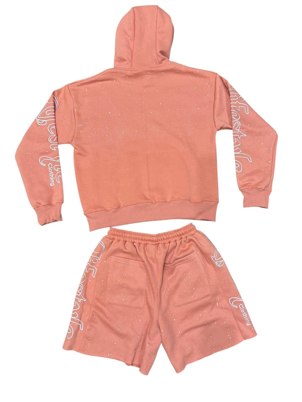 Peach Embellished Logo Sweatsuit
