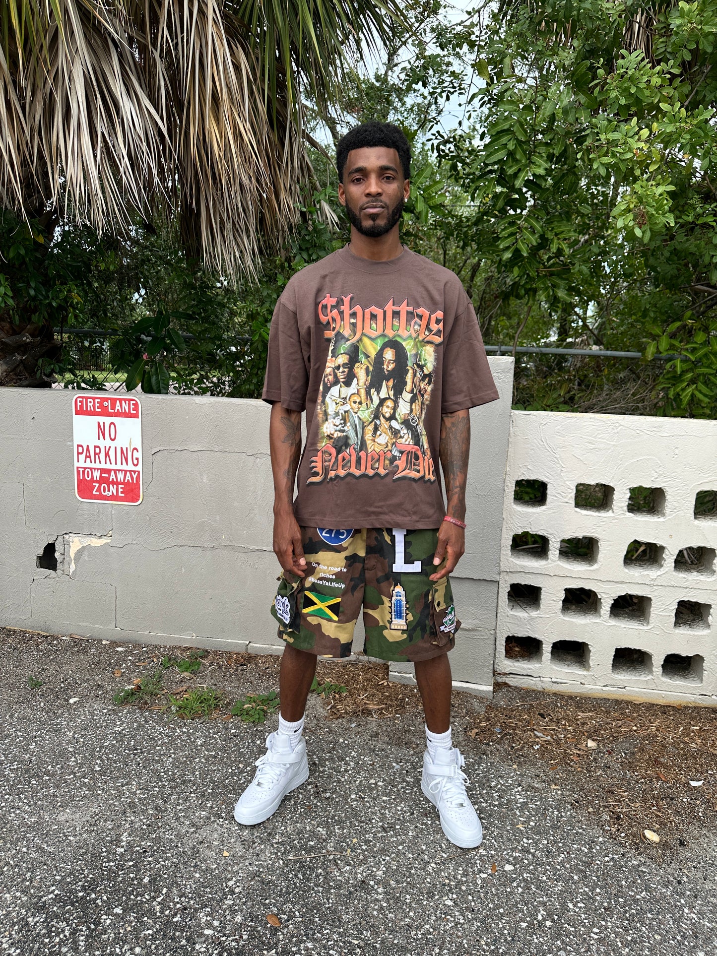 Shottas Oversized T Shirt Brown