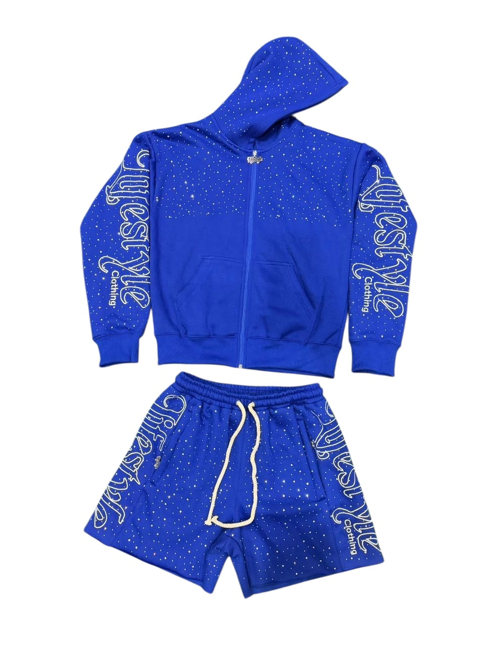 Blue Embellished Logo Sweatsuit