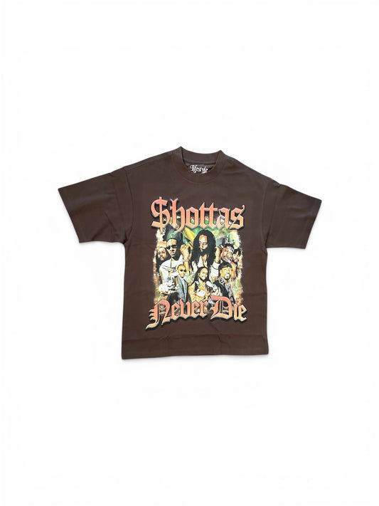 Shottas Oversized T Shirt Brown